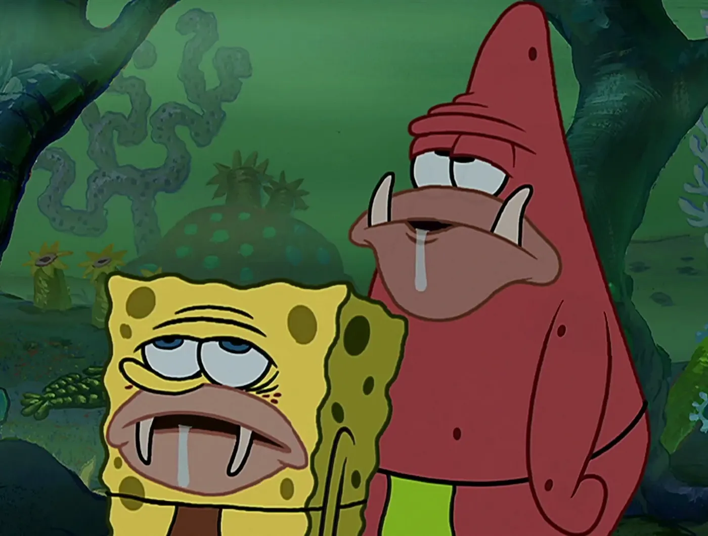 Dumb primitive Patrick and Spongebob