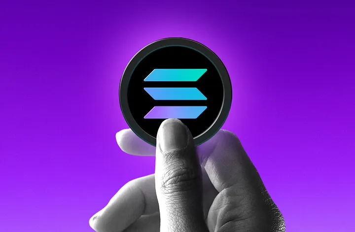 A depiction of a SOL token