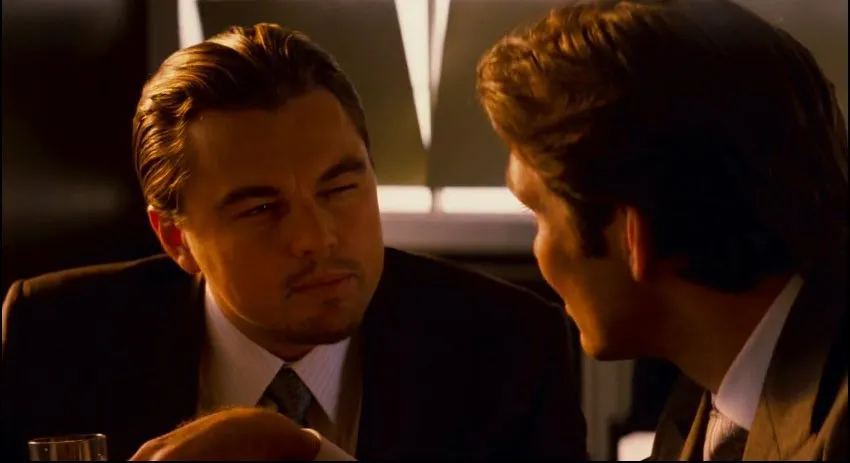 Suspicious Leo DiCaprio from Inception