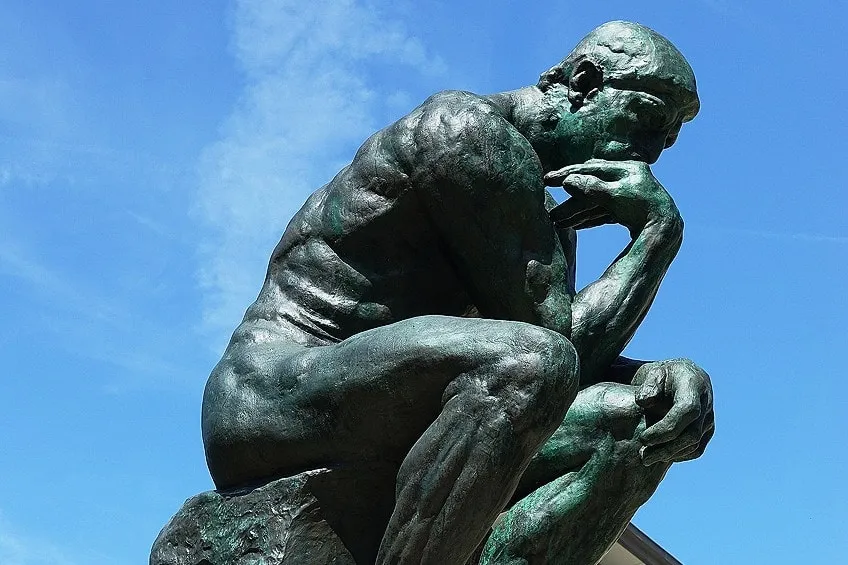 A statue in thinking position
