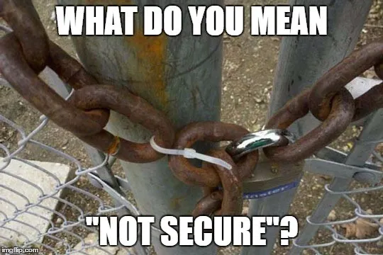 A chain being held together by a plastic seal