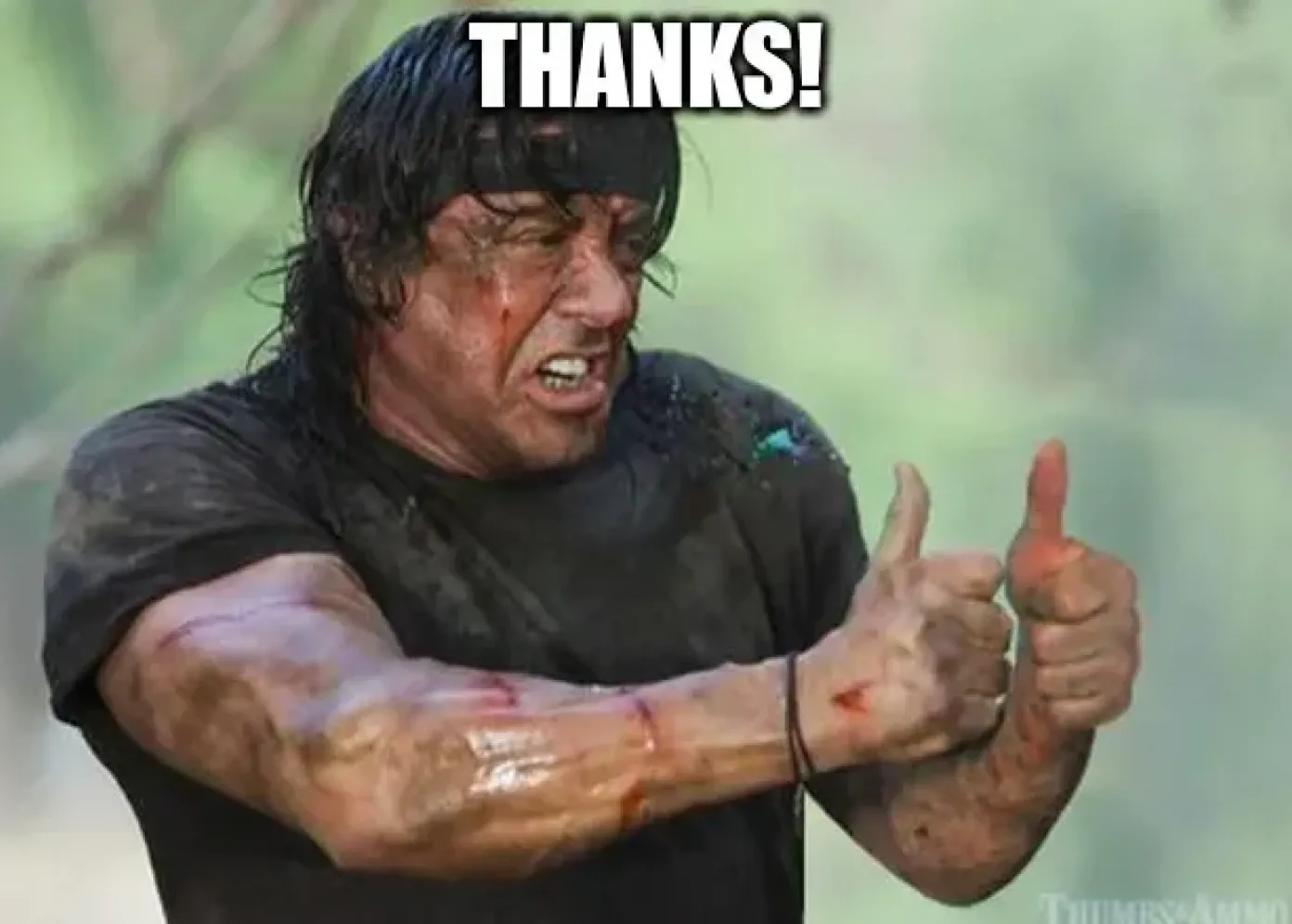 Rambo thumbs up