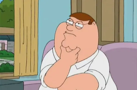 Peter Griffin from Family Guy, thinking