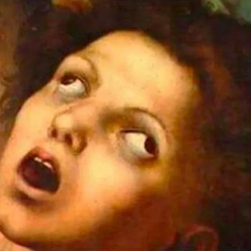 Painting with eye protrusion