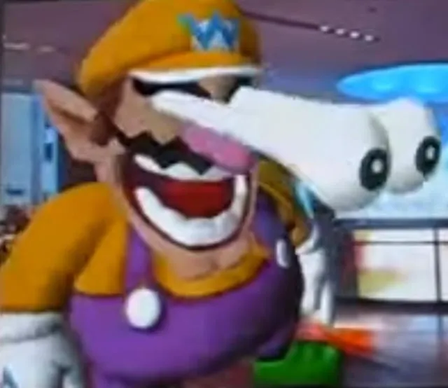 Wario with popping eyes