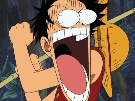 Luffy from One Piece with popping eyes