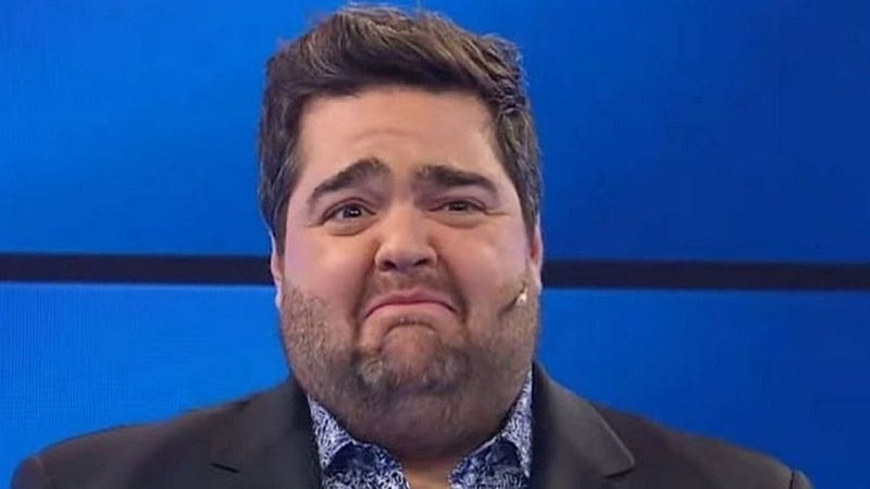 Argentinian television celebrity Barassi with a pained look