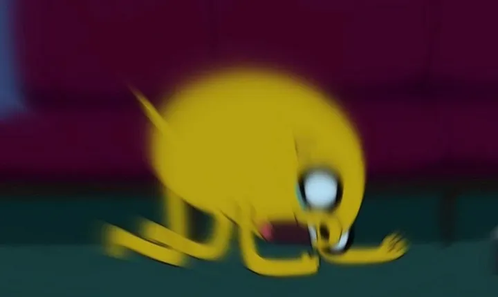 Jake from Adventure Time screaming in despair