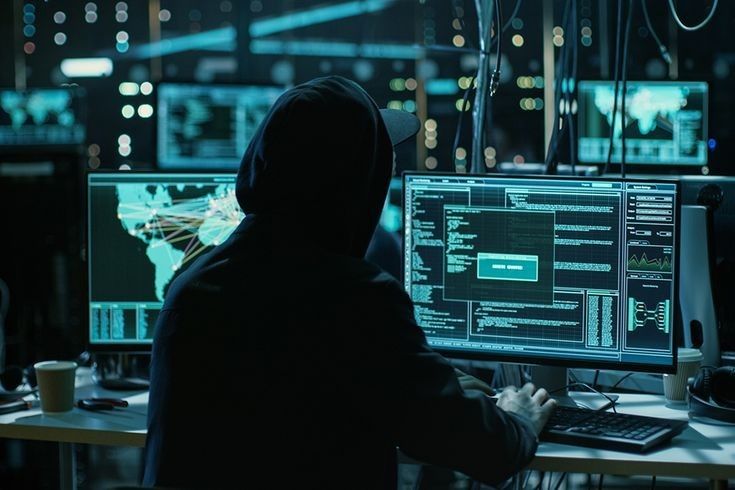 A pop culture depiction of a hacker