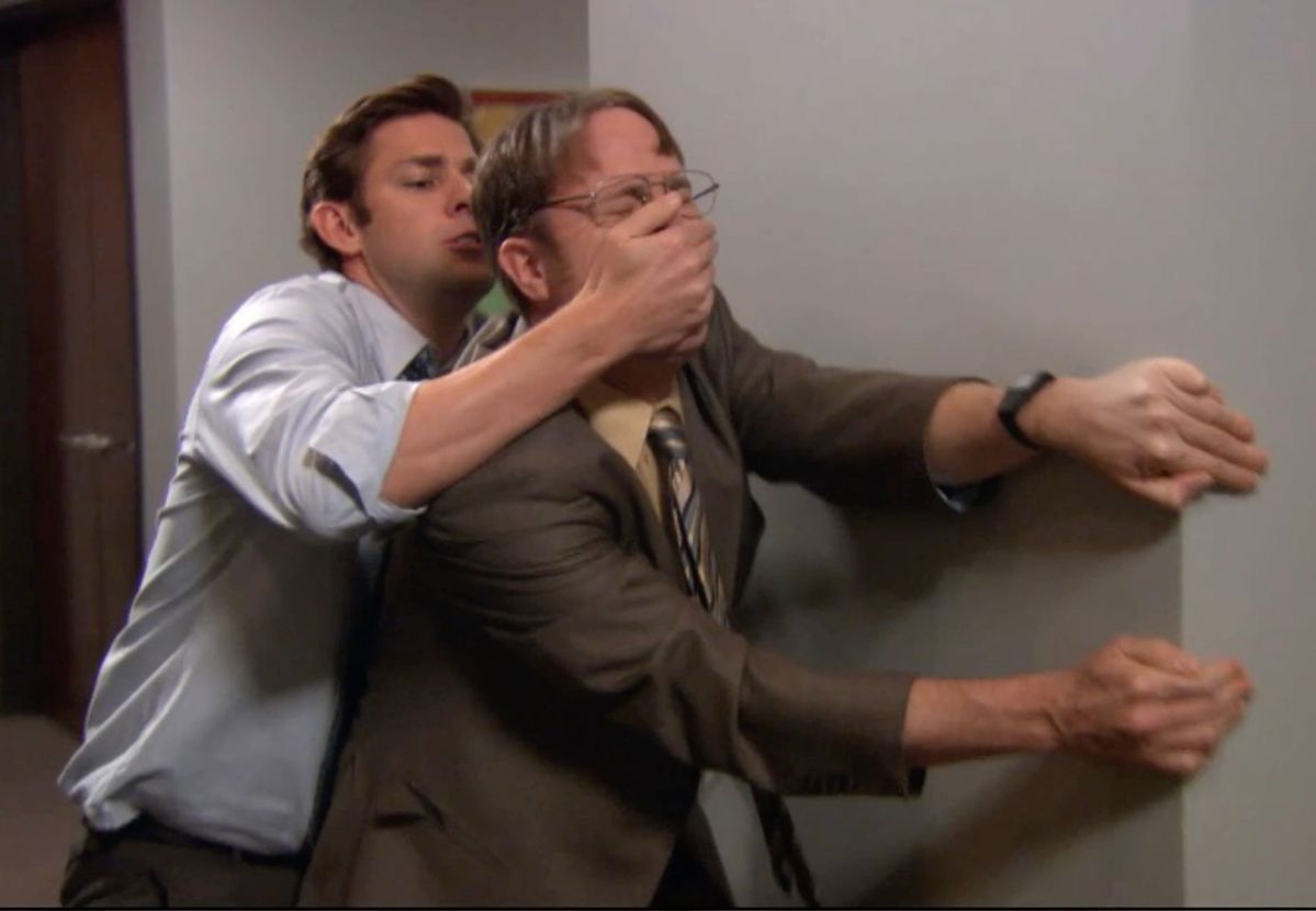 Jim stopping Dwight from sharing information
