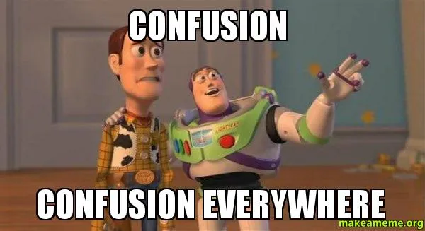 Woody in the classic meme with Buzz Lightyear
