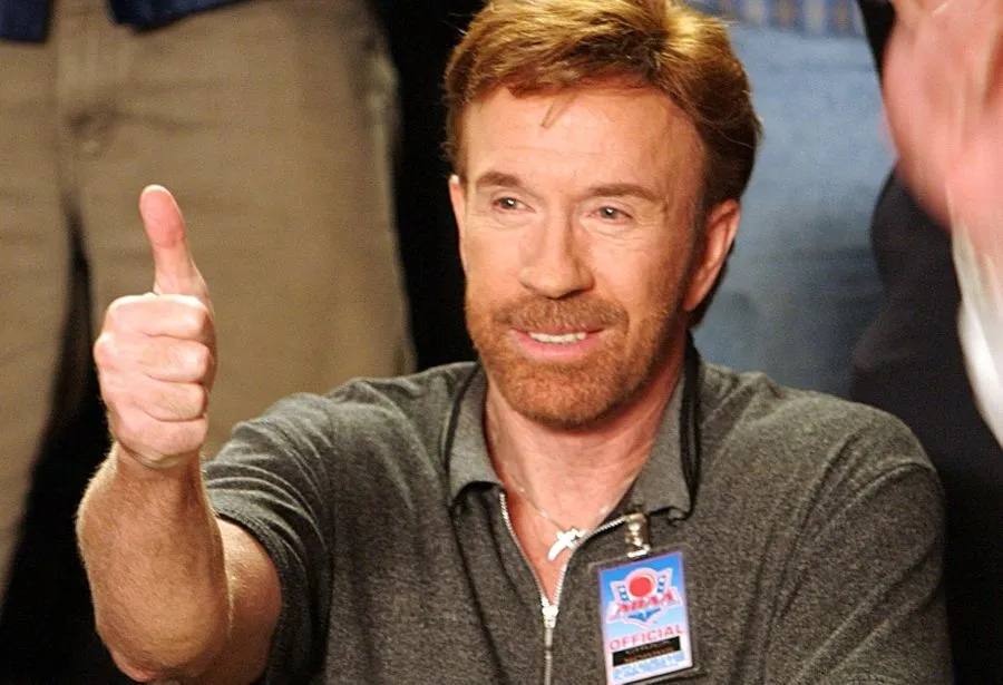 Chuck Norris giving the thumbs up in Dodgeball